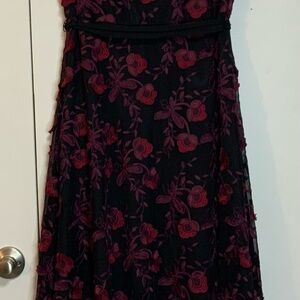 White House Black Market - Elegant Black and Embroidered  Floral Dress - size 12